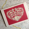 Valentine Card Papercut vintage paper
