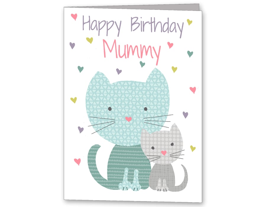Mummy, Step Mum, Granny, Grandma or Nana Cat Birthday card.
