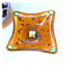 Dichroic Fused Glass Trinket Dish 9cm Golden Yellow Rainbow decorations