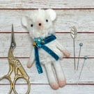 Christmas Mouse Tiny Art Doll Blue