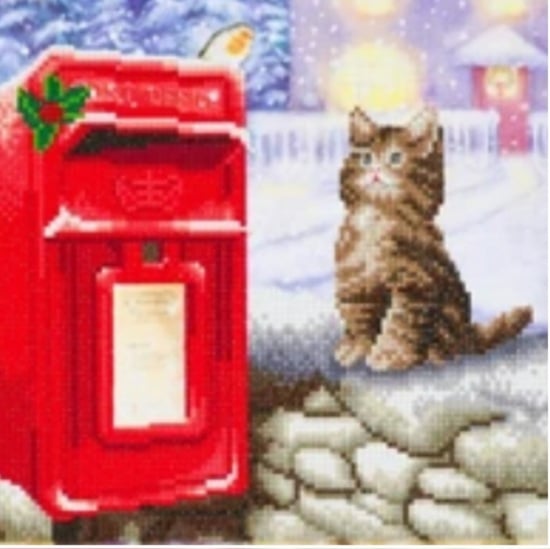 Postbox kitten 30x30cm crystal art kit