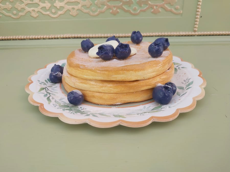 Fake Bake Blueberry Pancake Stack Home Decor, Shop Prop, T.V. Film Prop, Theatre