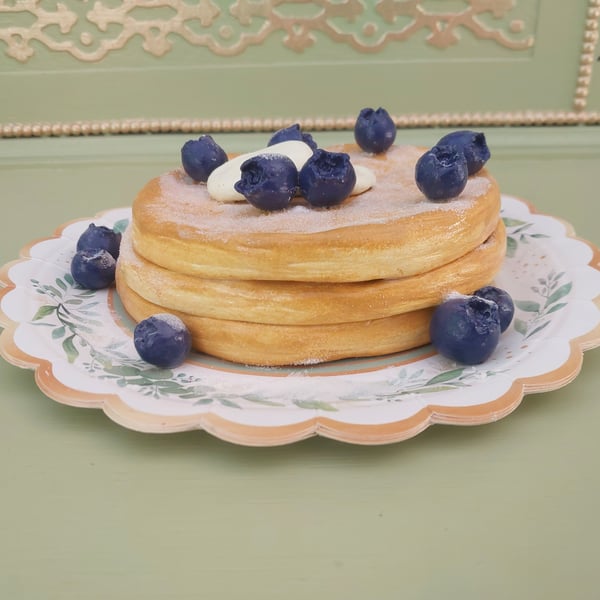 Fake Bake Blueberry Pancake Stack Home Decor, Shop Prop, T.V. Film Prop, Theatre