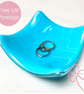Patterned Cyan Blue and White Glass Trinket Dish - Image 1