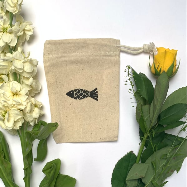 Lino Printed Drawstring Bag