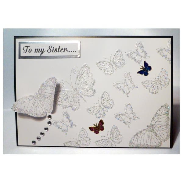 Silver and white flutterby butterflies (EFY164)