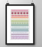 131A - Reduced Height Rainbow Band Alphabet Long Dog Sampler on White CSPattern - Image 2