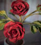Carmine Garden Rose in Terracotta - Deep Red Felt Bloom - Image 2
