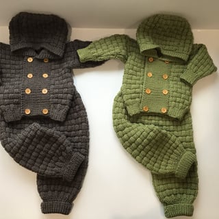 Hand knitted baby suit 