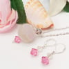Pink Glass Ball with a Pink Bicone Pendant and Matching Crystal Bicone Earrings