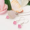 Pink Glass Ball with a Pink Bicone Pendant and Matching Crystal Bicone Earrings