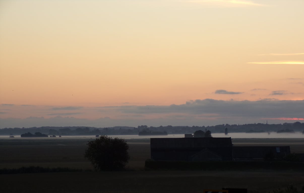 A5 Card Misty Morning Norfolk Fields 