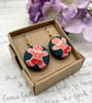 Gingerbread fabric button earrings festive jewellery - Image 3