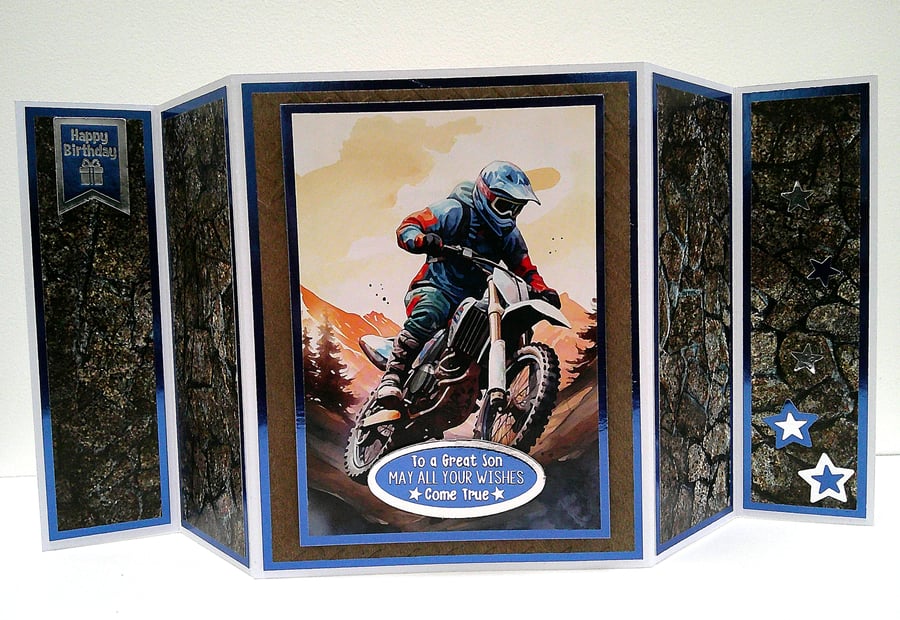 Son - Dirt Bike Themed Birthday Card - Motocross Birthday Card
