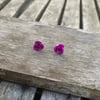 Purple metal rose stud earrings