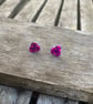 Purple metal rose stud earrings
