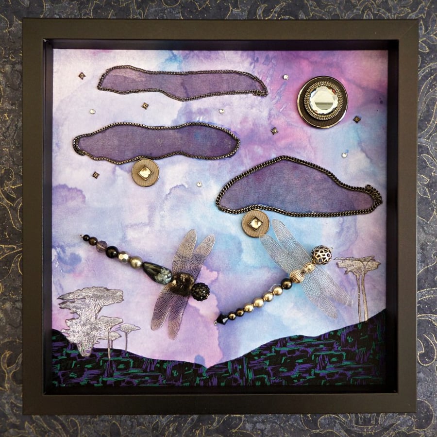 Gathering Storm Beaded Dragonfly Box Frame