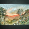 aceo SFA original miniature watercolour painting landscape country view 27