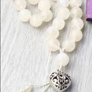 27 POCKET MALA with White Moonstone, Hand Knotted Mini Mala Beads, Menopause 