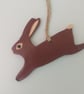 Air Dry Clay Leaping Hare Rabbit Ornament Rustic Handcrafted 