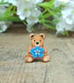 Tiny Forget Me Not Bear Pin, Handmade Dementia Memorial Gift, Teddy Bear Badge