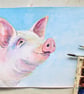 Happy Pig. Farm Animal painting. Original Watercolour - Image 8