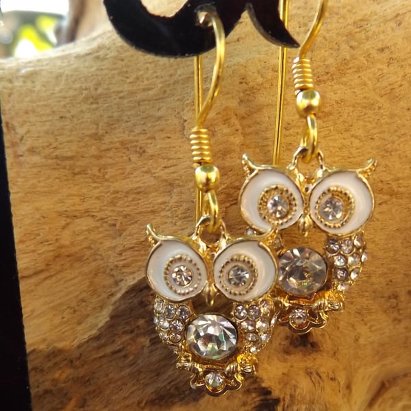 Owl enamel earrings  