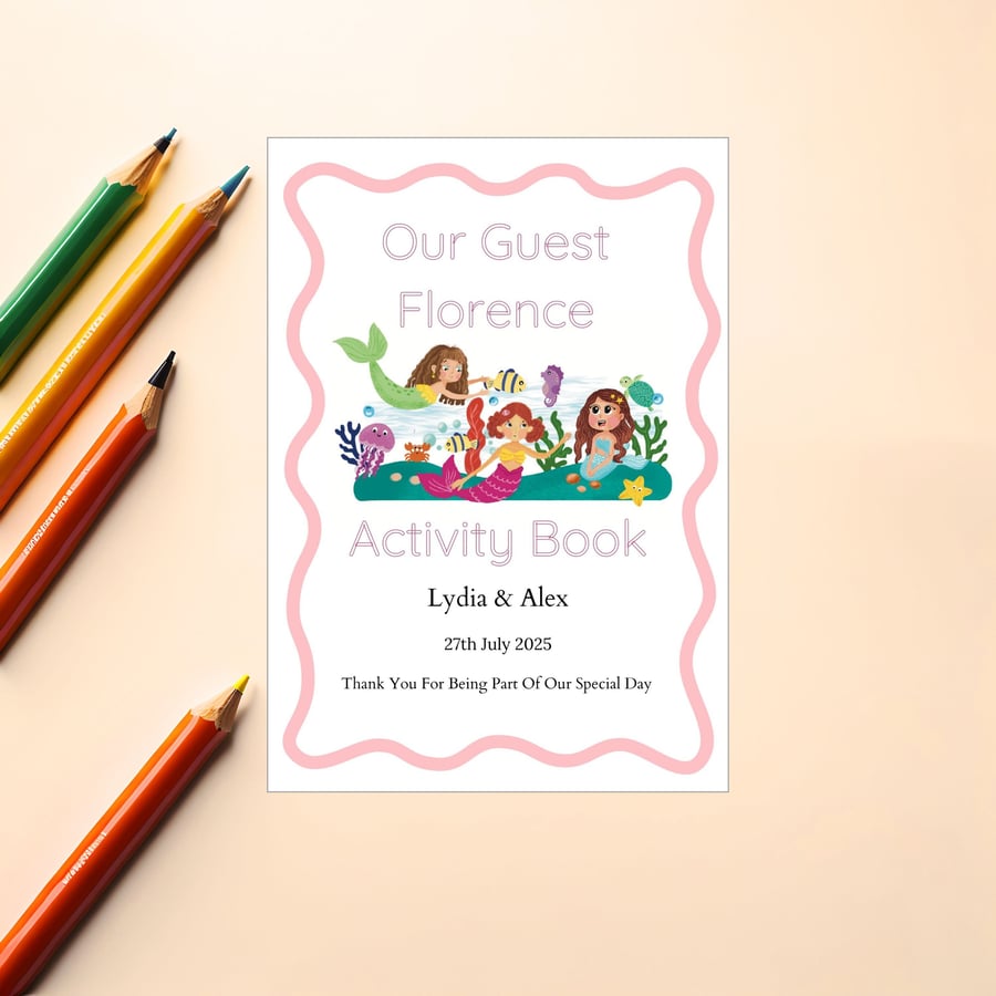 Wedding Activity Book for Kids, Fun Mermaid Children's Wedding Activity Book 