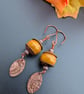 Handmade Copper and Acorn Inspired Lampwork Earrings - Image 3