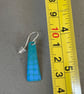 Enamel drop earrings, Teal with blue squares - silver hooks - Image 5