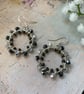 Black and silver wire wrapped hoop earring, boho dangle earrings, teen girl gift