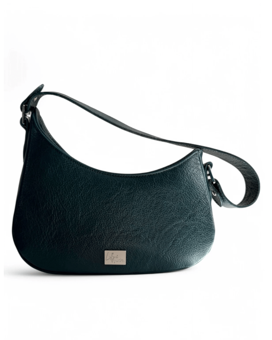 Teal Leather Shoulder Bag - Rescued Leather Handbag - Handmade Ethical Gift