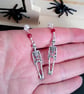 Silver Plate Metal Skeleton Stud Earring, Gothic Earrings - Image 3