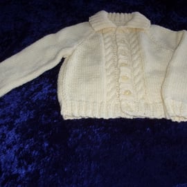 Cream Collared 24 inch Aran Cardigan