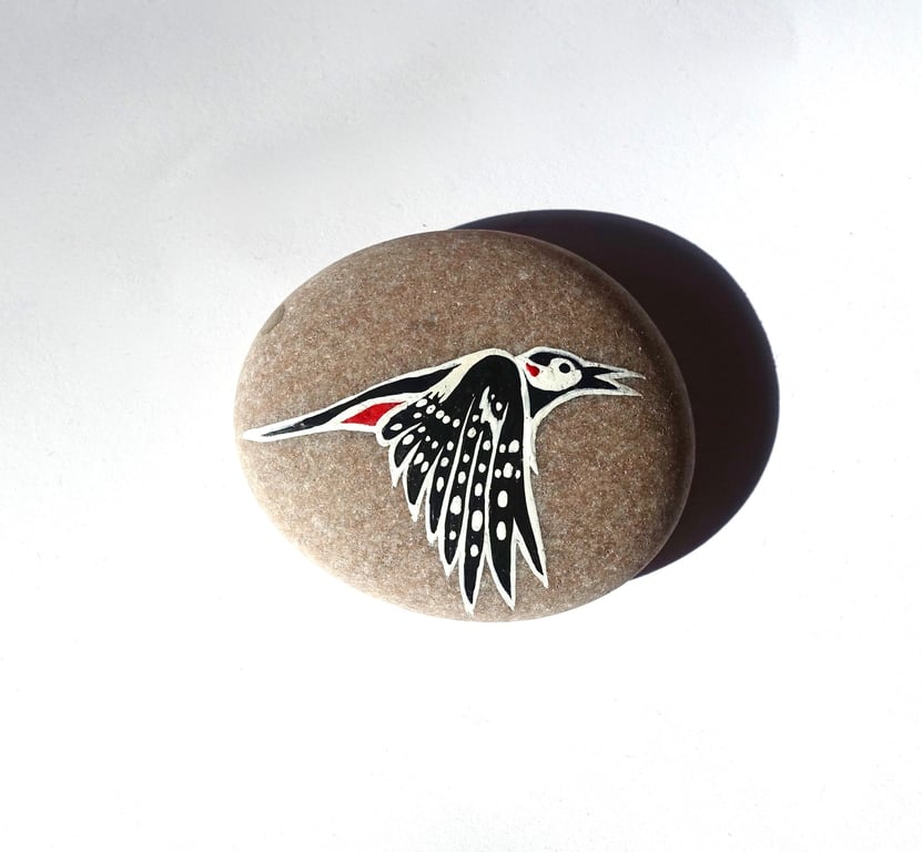 Woodpecker Story Stone - Handmade Nature Inspired Joy Gift Decoration