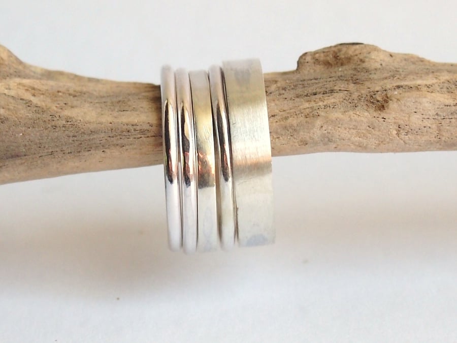 Five Sterling Silver Stacking Rings