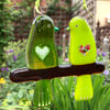 Fused glass Love Birds