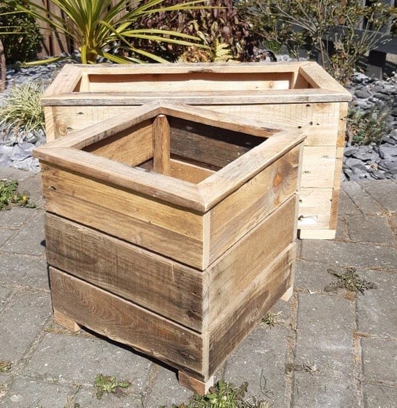 Rustic planter, Outdoor Planter, Garden décor, Wooden planter, Planter