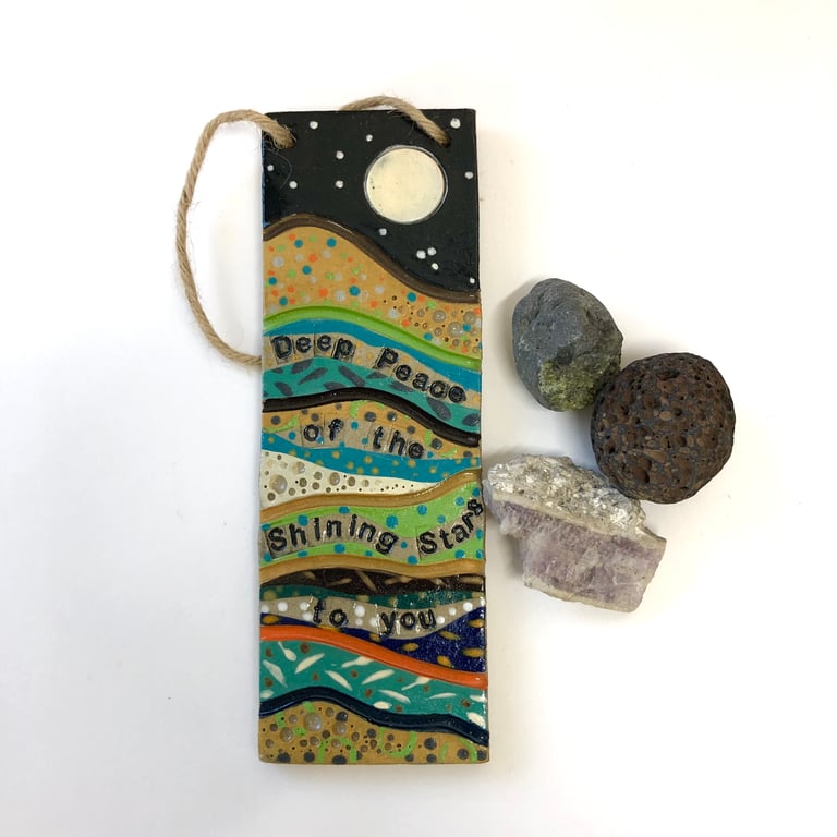 DEEP PEACE OF THE SHINING STARS CERAMIC STONEWARE HANGING PLAQUE