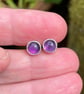Pale Amethyst stud earrings sterling silver, gemstone studs - Image 2