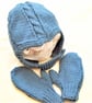 Baby's Cabled Helmet & Mittens Set, Baby Shower Gift, Gift Ideas for Babies - Image 1