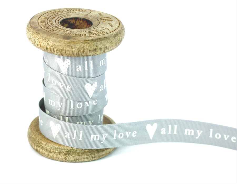 All my Love Ribbon - Grey and White