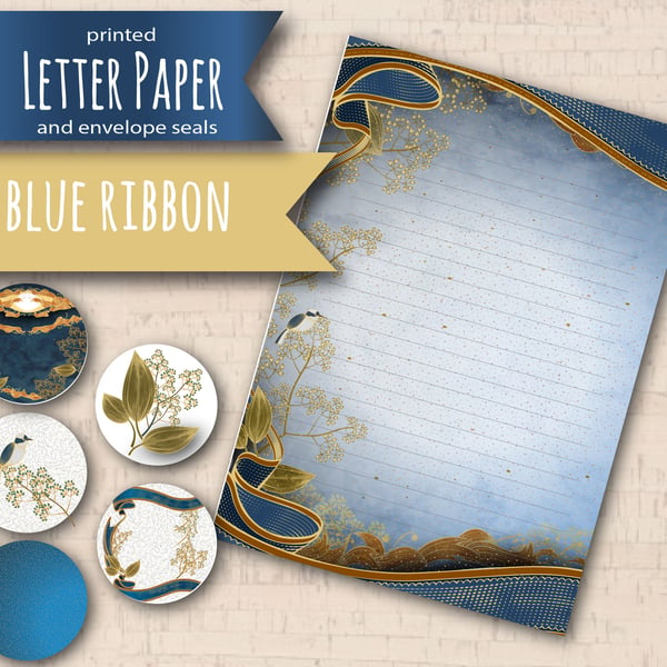 Letter Writing Paper Blue Ribbon, complete with envelope seals