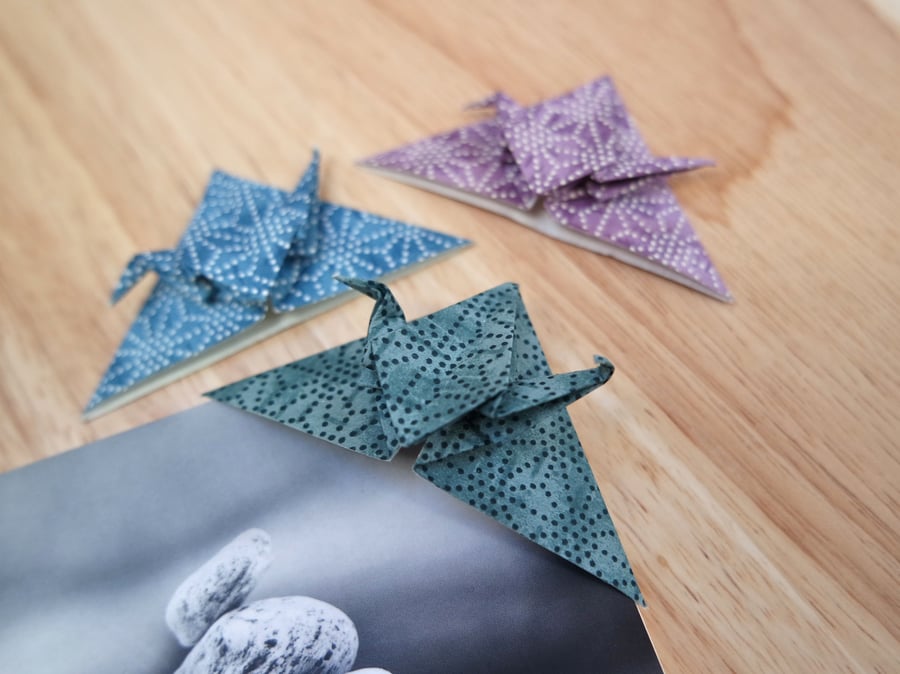 Origami Bookmark - Set of 3 Japanese Paper Cranes