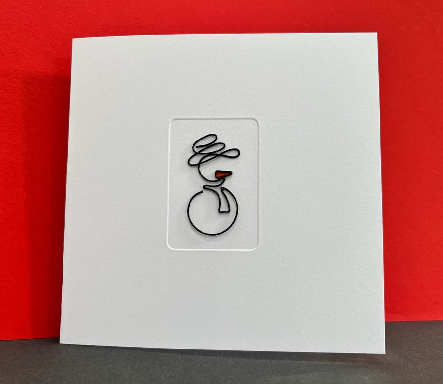 Wire Snowman Christmas Card 