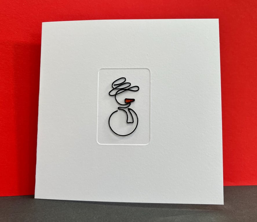 Wire Snowman Christmas Card 