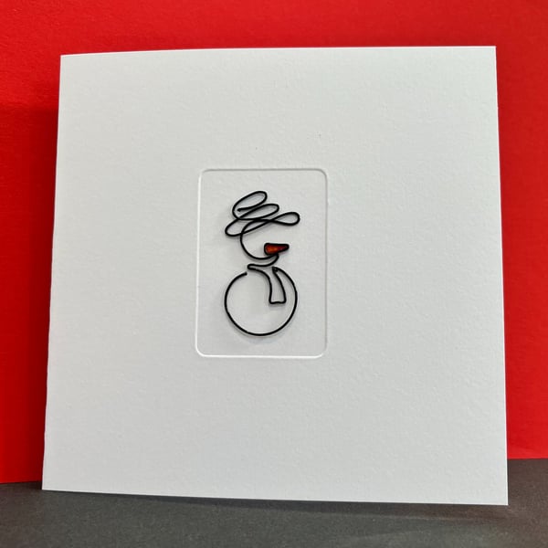 Wire Snowman Christmas Card 