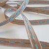 Biscuit brown and blue 7mm wide ribbon