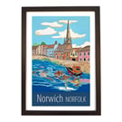 Norwich Norfolk travel poster print by Artist Susie West