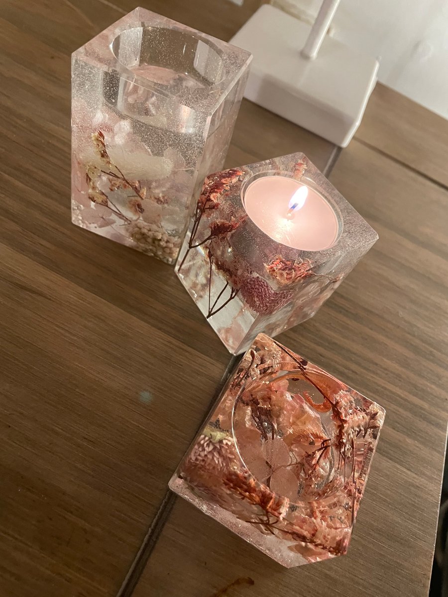 Pink Flower Tea Light Holder